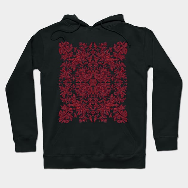 A symmetrical curvy lined design in stained glass red coloring Hoodie by DaveDanchuk